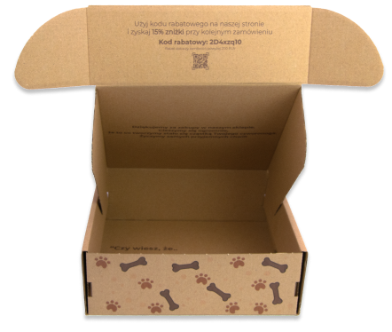 zwiększaj retencję drukuj kod rabatowy lub kod QR na przodzie - karton fasonowy z nadrukiem