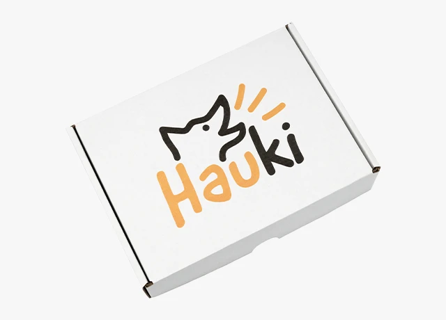 kartony z nadrukiem budujące rozpoznawalność marki, realizacja dla firmy Hauki