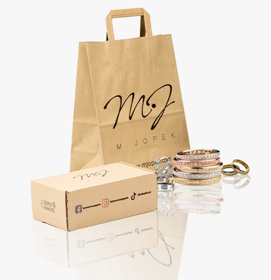 karton z logo firmy M. Jopek, realizacja nadruku Kartony24